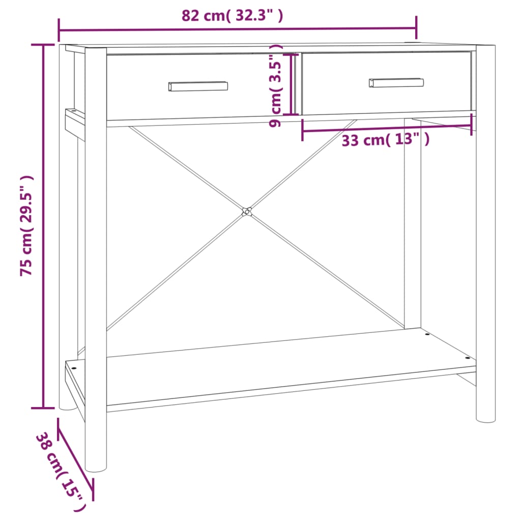 Avlastningsbord Konsollbord Vit 82x38x75 cm