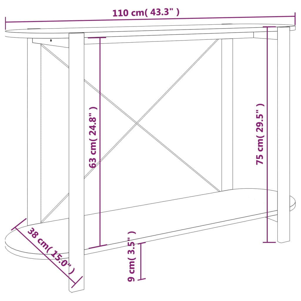 Avlastningsbord Konsollbord Vit 110x38x75 cm