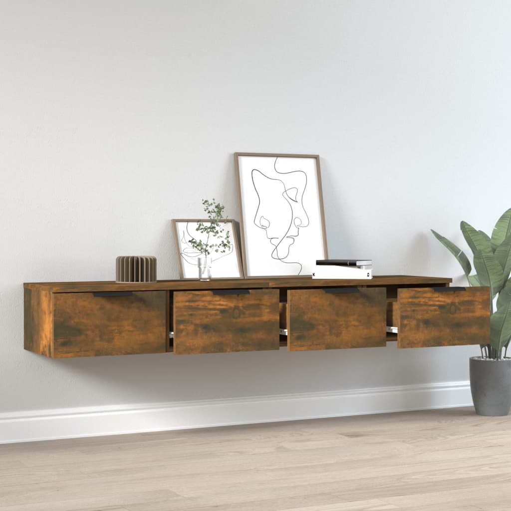 Väggskåp Rökfärgad Ek 2 st 68x30x20 cm
