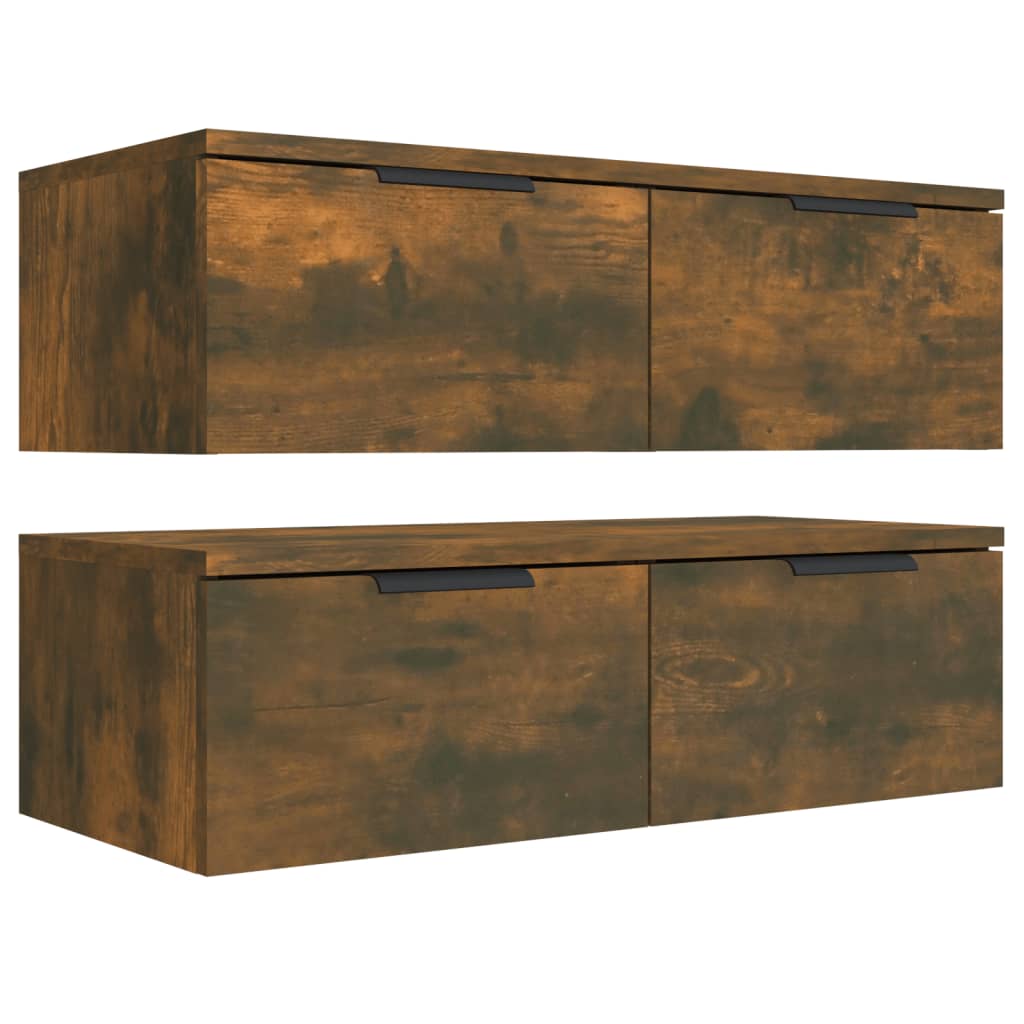 Väggskåp Rökfärgad Ek 2 st 68x30x20 cm