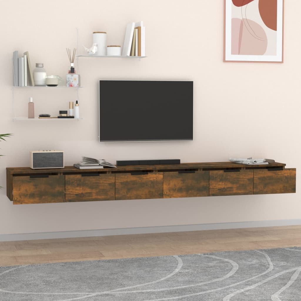 Väggskåp Rökfärgad Ek 2 st 102x30x20 cm