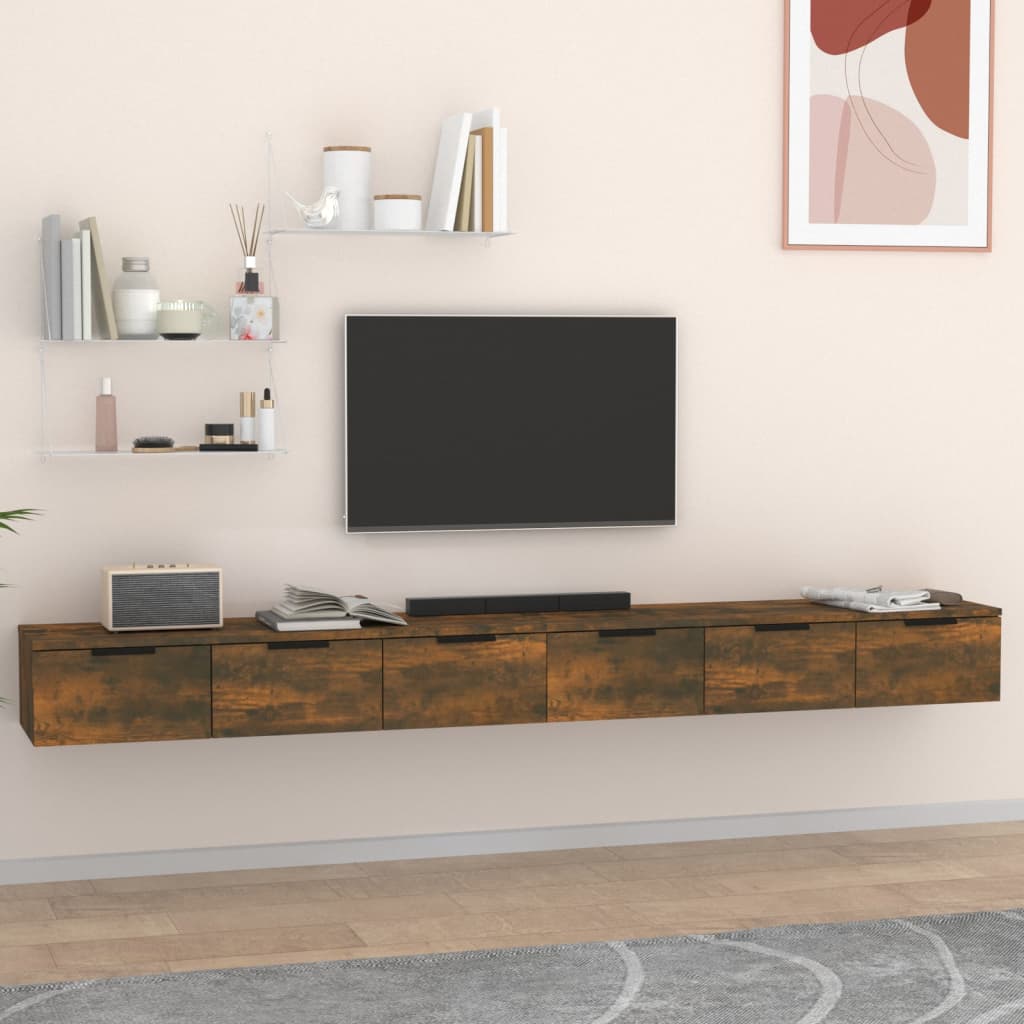 Väggskåp Rökfärgad Ek 2 st 102x30x20 cm