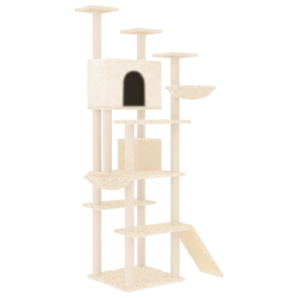 Kattmöbel Katträd med klöspelare sisal gräddvit 191 cm