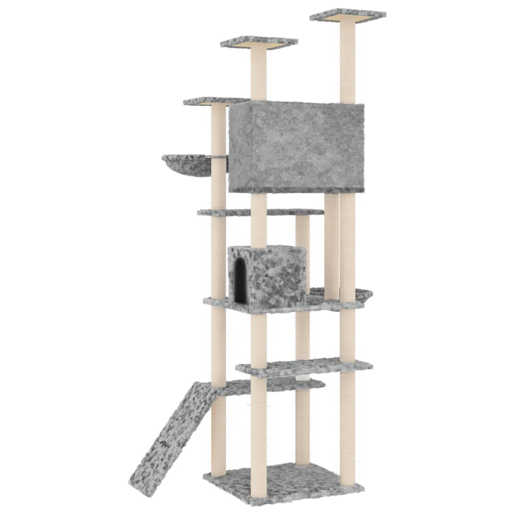 Kattmöbel Katträd med klöspelare sisal ljusgrå 191 cm