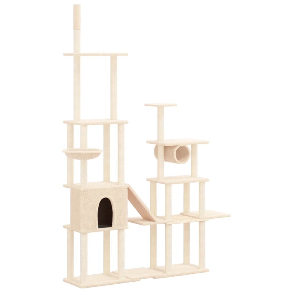 Kattmöbel Katträd med klöspelare sisal gräddvit 279 cm