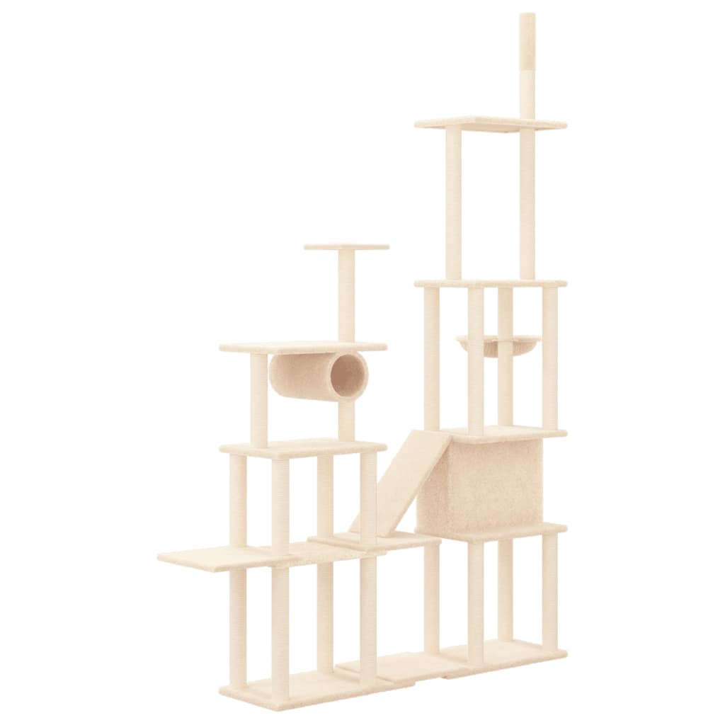 Kattmöbel Katträd med klöspelare sisal gräddvit 279 cm