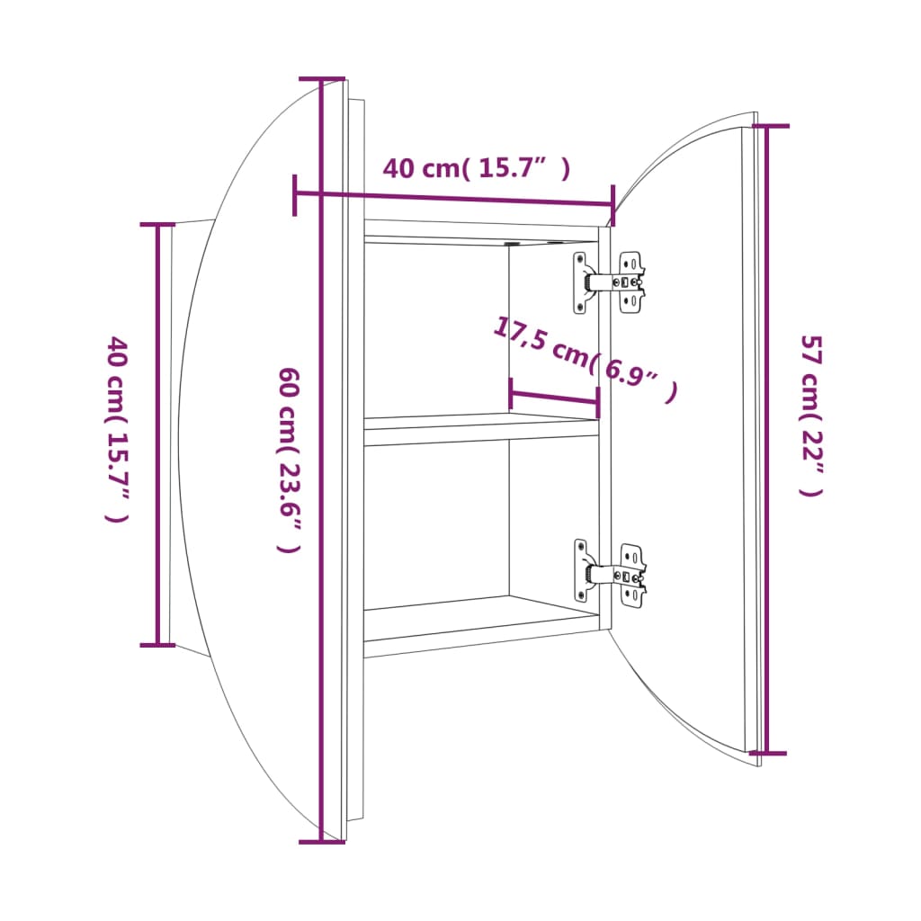 Badrumsspegel Spegelskåp LED Ek 40x40x17,5 cm