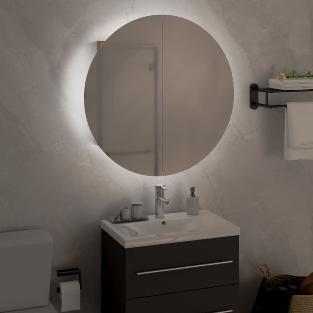 Badrumsspegel Spegelskåp LED Ek 47x47x17,5 cm