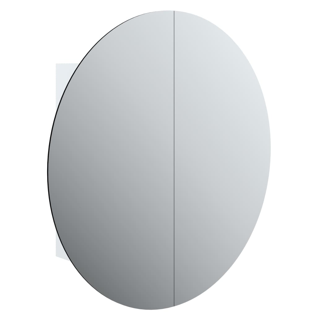 Badrumsspegel Spegelskåp med rund spegel och LED Vit 54x54x17,5 cm