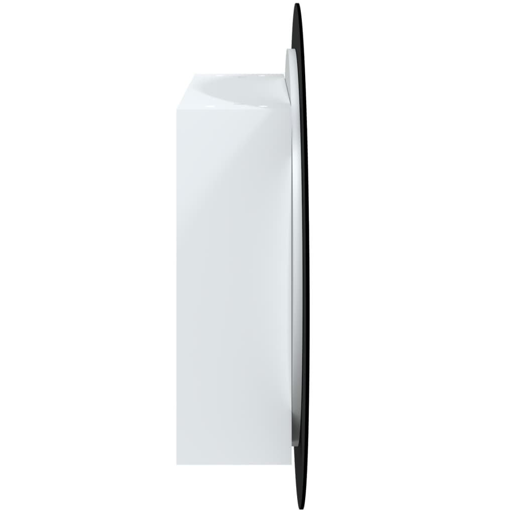 Badrumsspegel Spegelskåp med rund spegel och LED Vit 54x54x17,5 cm