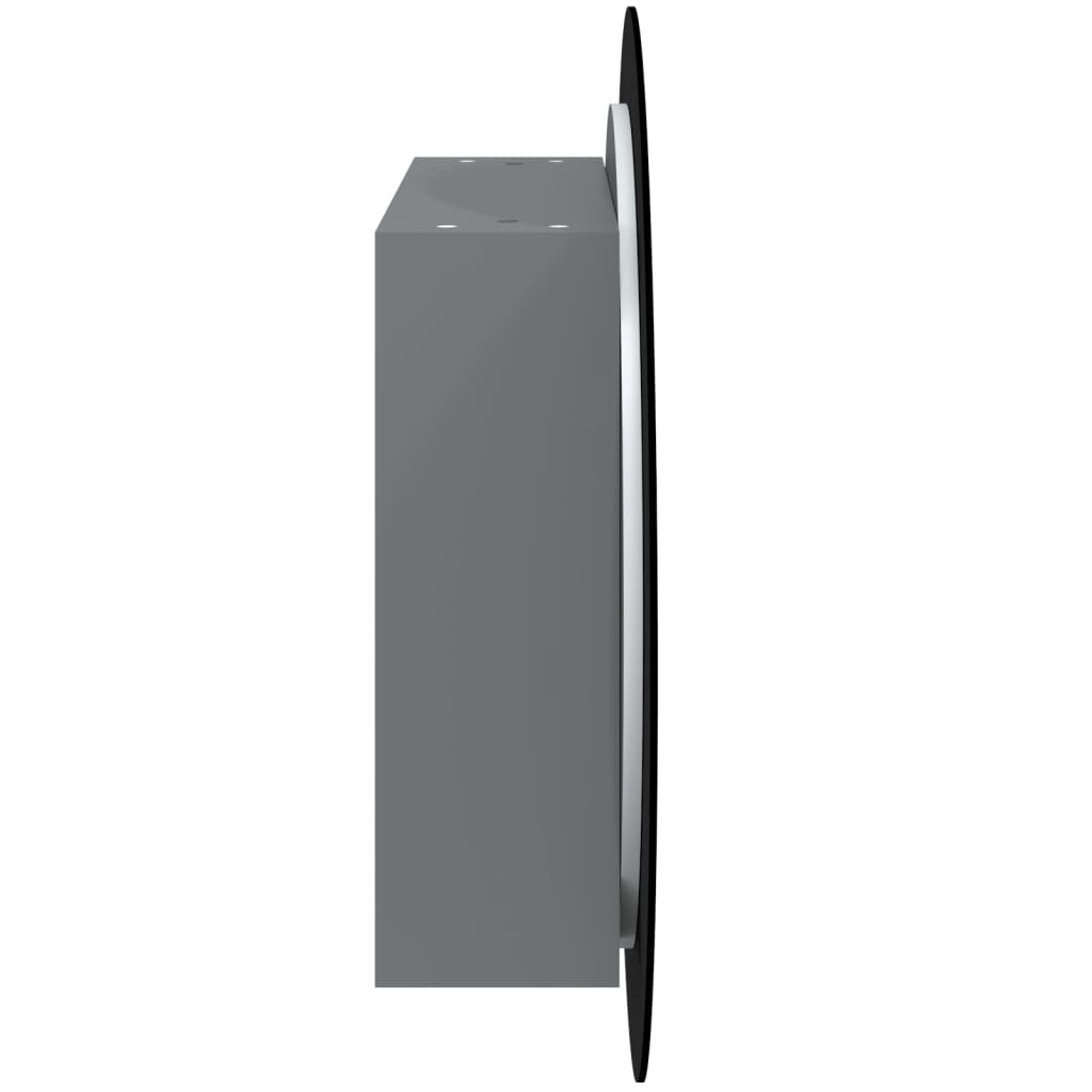 Badrumsspegel Spegelskåp med rund spegel och LED Grå 54x54x17,5 cm