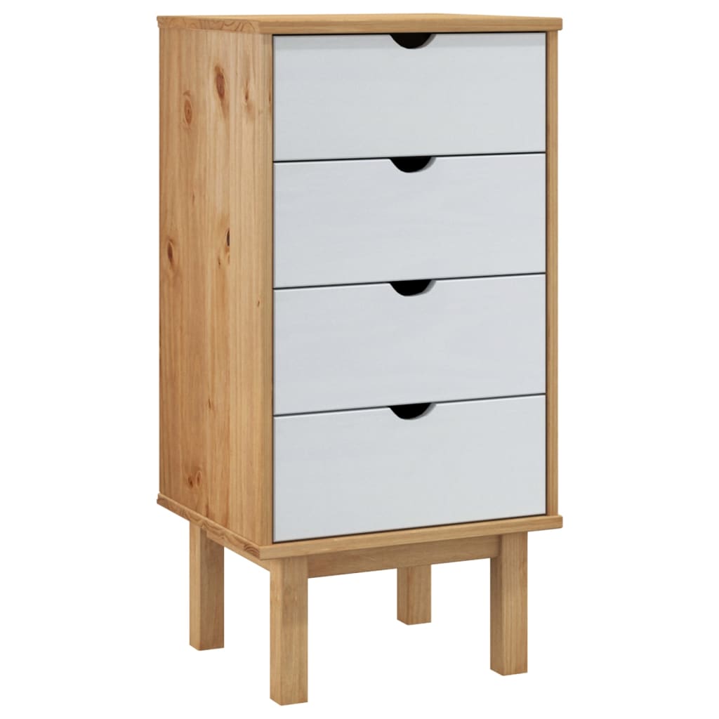 Byrå Brun Vit OTTA 45x39x90cm massiv furu