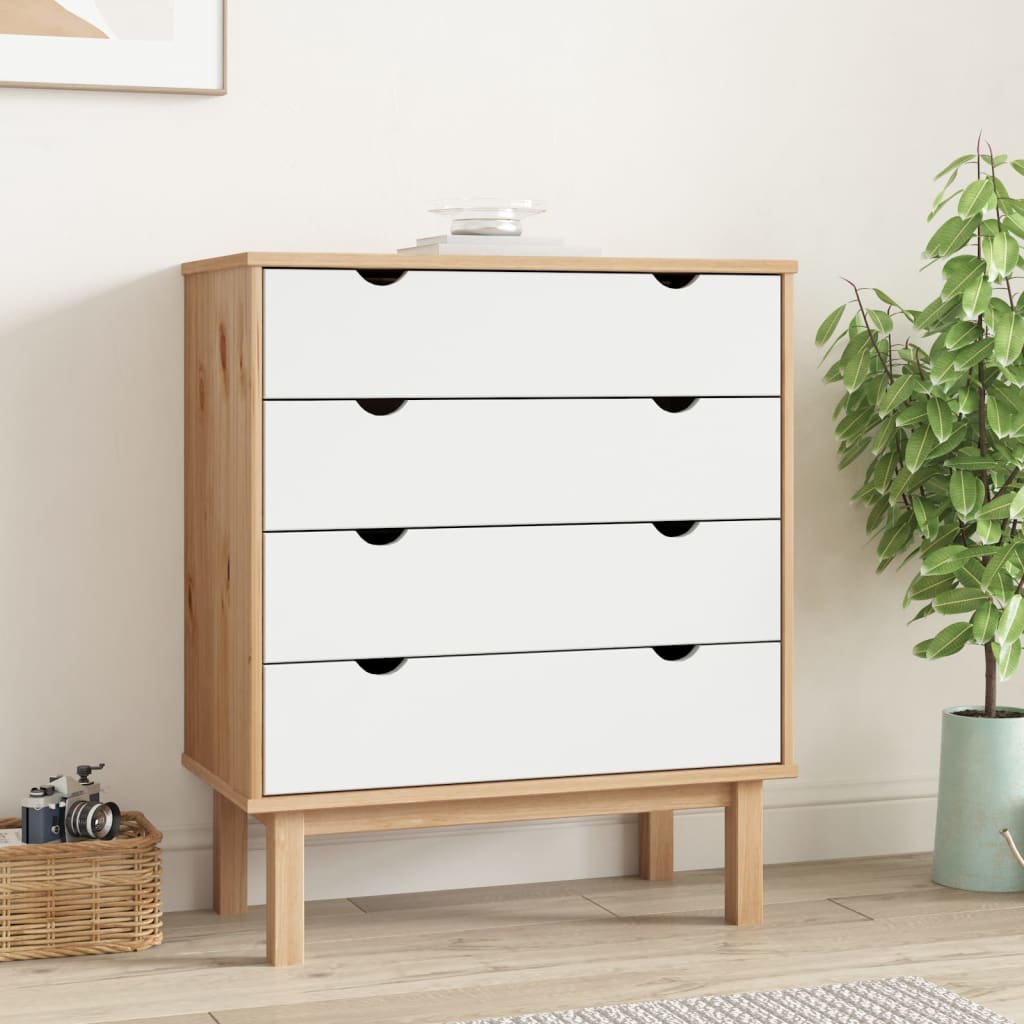Byrå Brun Vit OTTA 76,5x39,5x90cm massiv furu