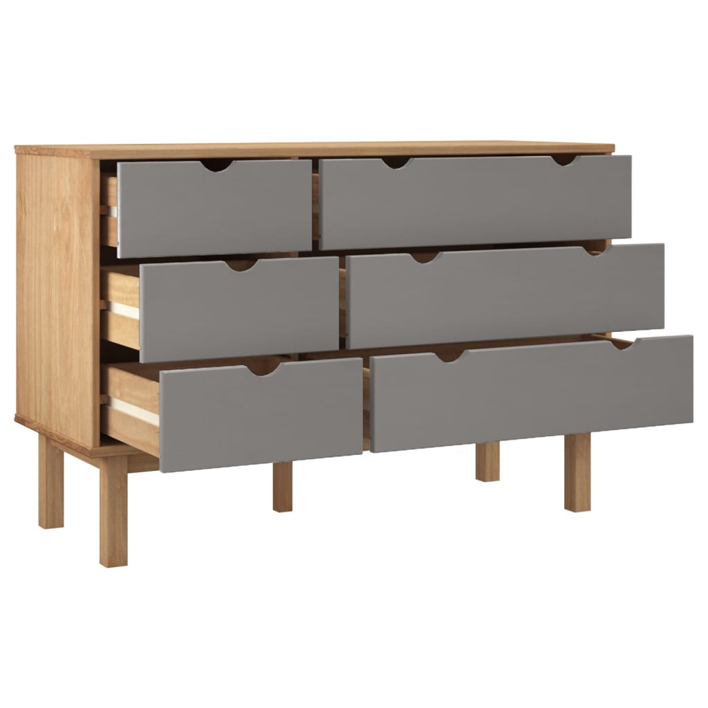 Byrå Brun Grå OTTA 111x43x73,5 cm massiv furu