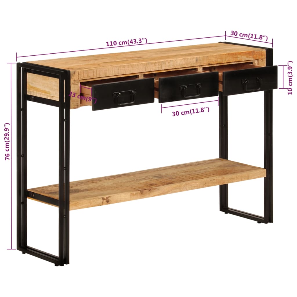 Avlastningsbord Konsollbord Trä 110x30x76 cm massivt mangoträ