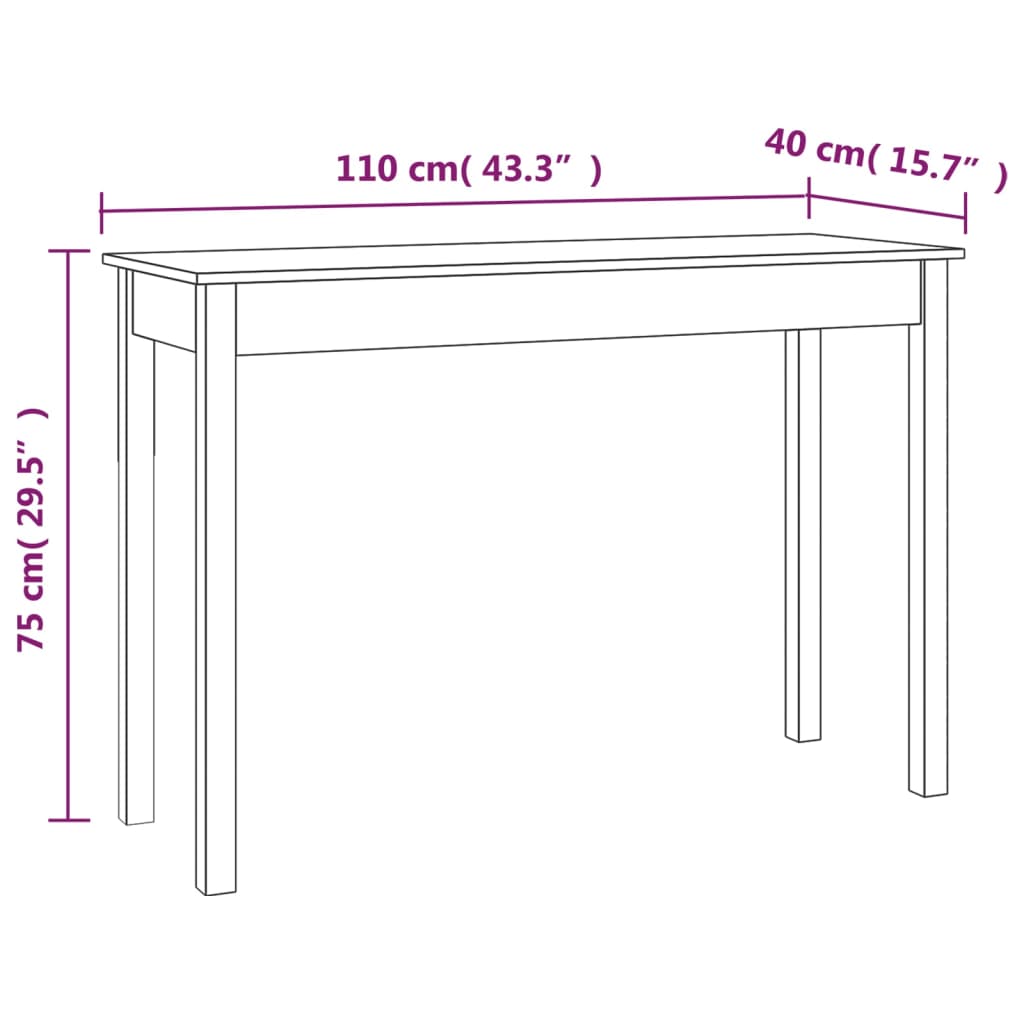 Avlastningsbord Konsollbord Vit 110x40x75 cm massiv furu