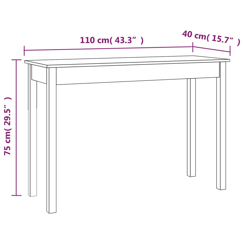 Avlastningsbord Konsollbord Svart 110x40x75 cm massiv furu