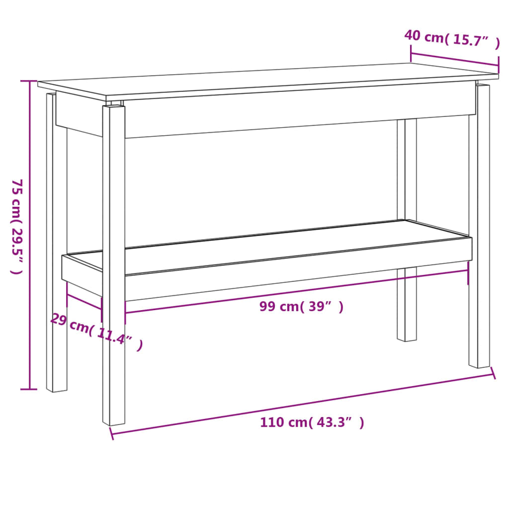 Avlastningsbord Konsollbord Trä 110x40x75 cm massiv furu