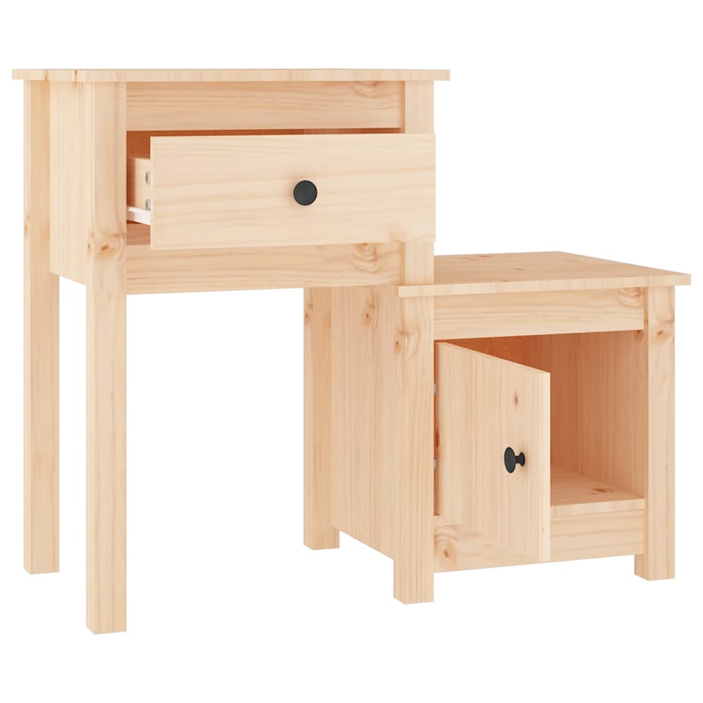 Sängbord 2 st 79,5x38x65,5 cm massiv furu