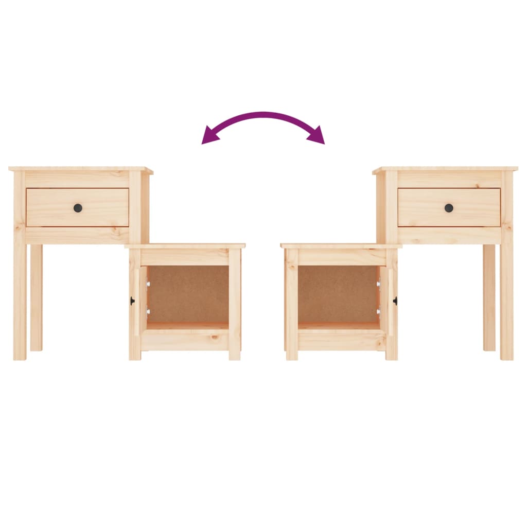Sängbord 2 st 79,5x38x65,5 cm massiv furu