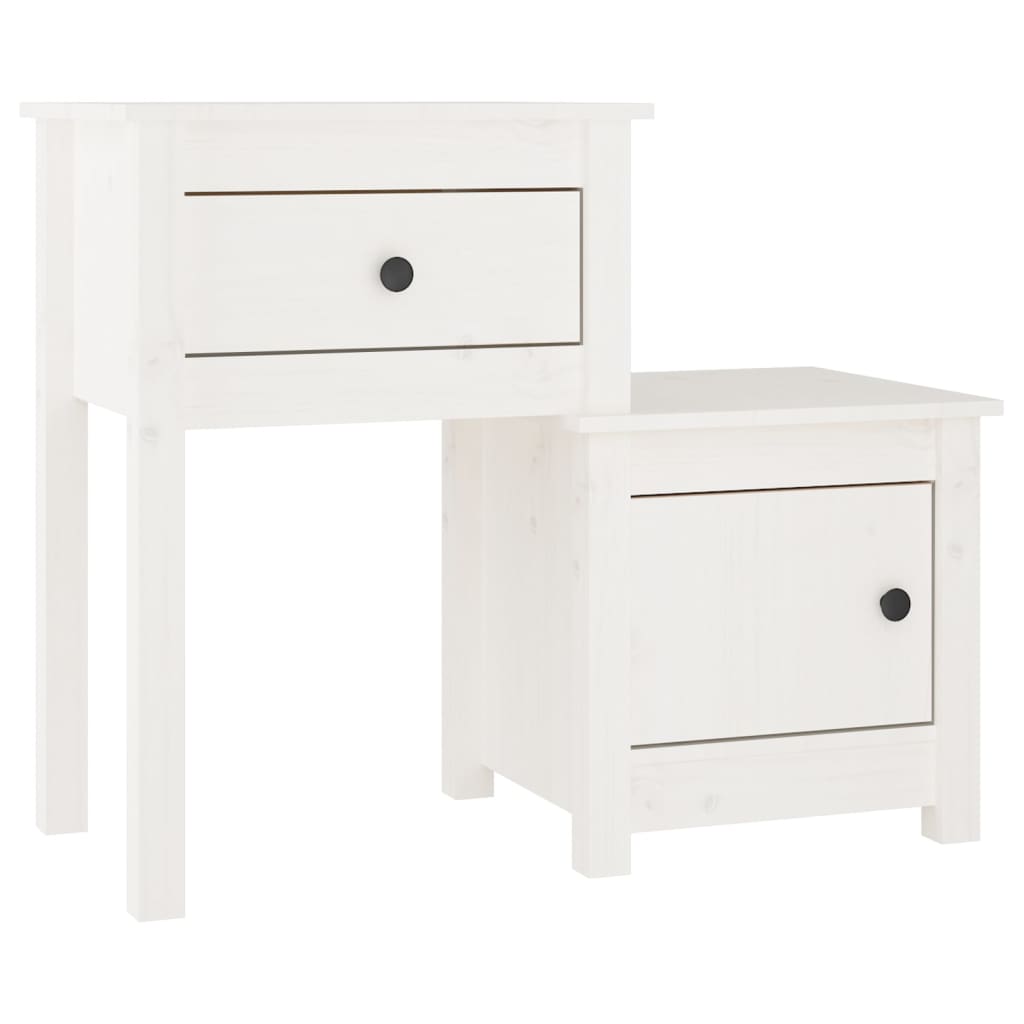 Sängbord Nattduksbord Vit 79,5x38x65,5 cm massiv furu