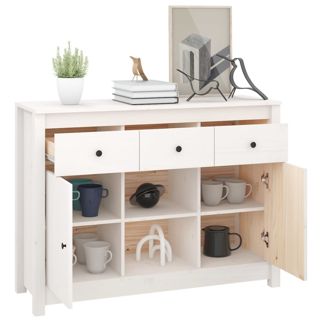 Skänk Vit 100x35x74,5 cm massiv furu