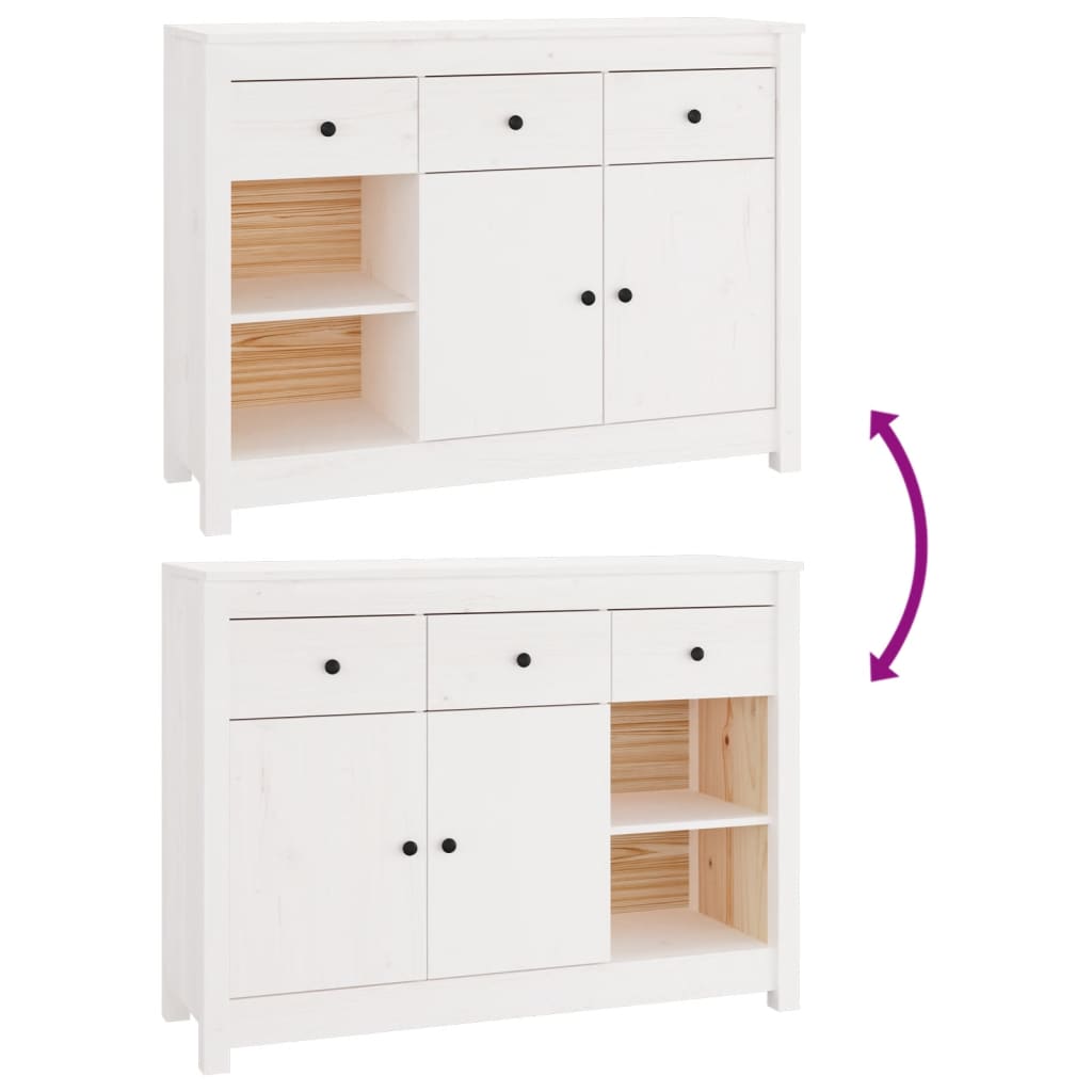Skänk Vit 100x35x74 cm massiv furu