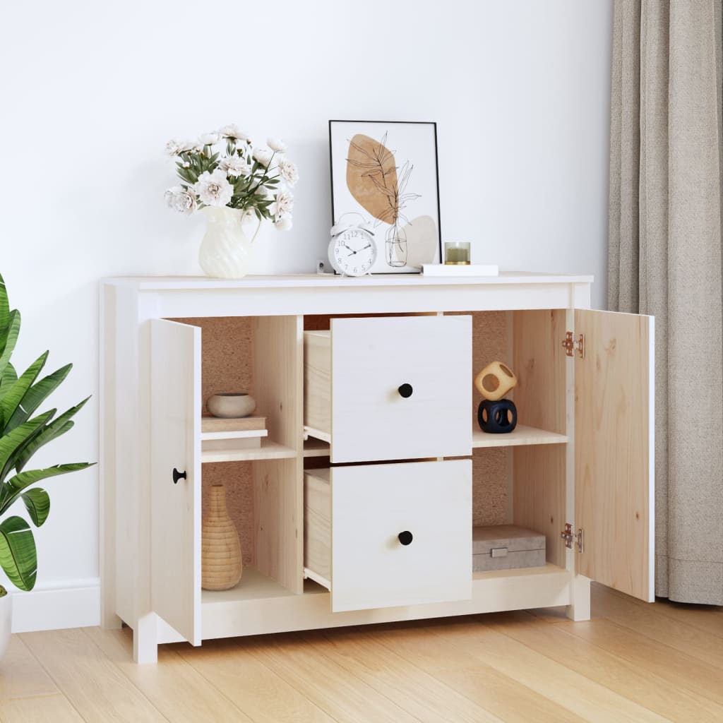 Skänk Vit 100x35x74 cm massiv furu