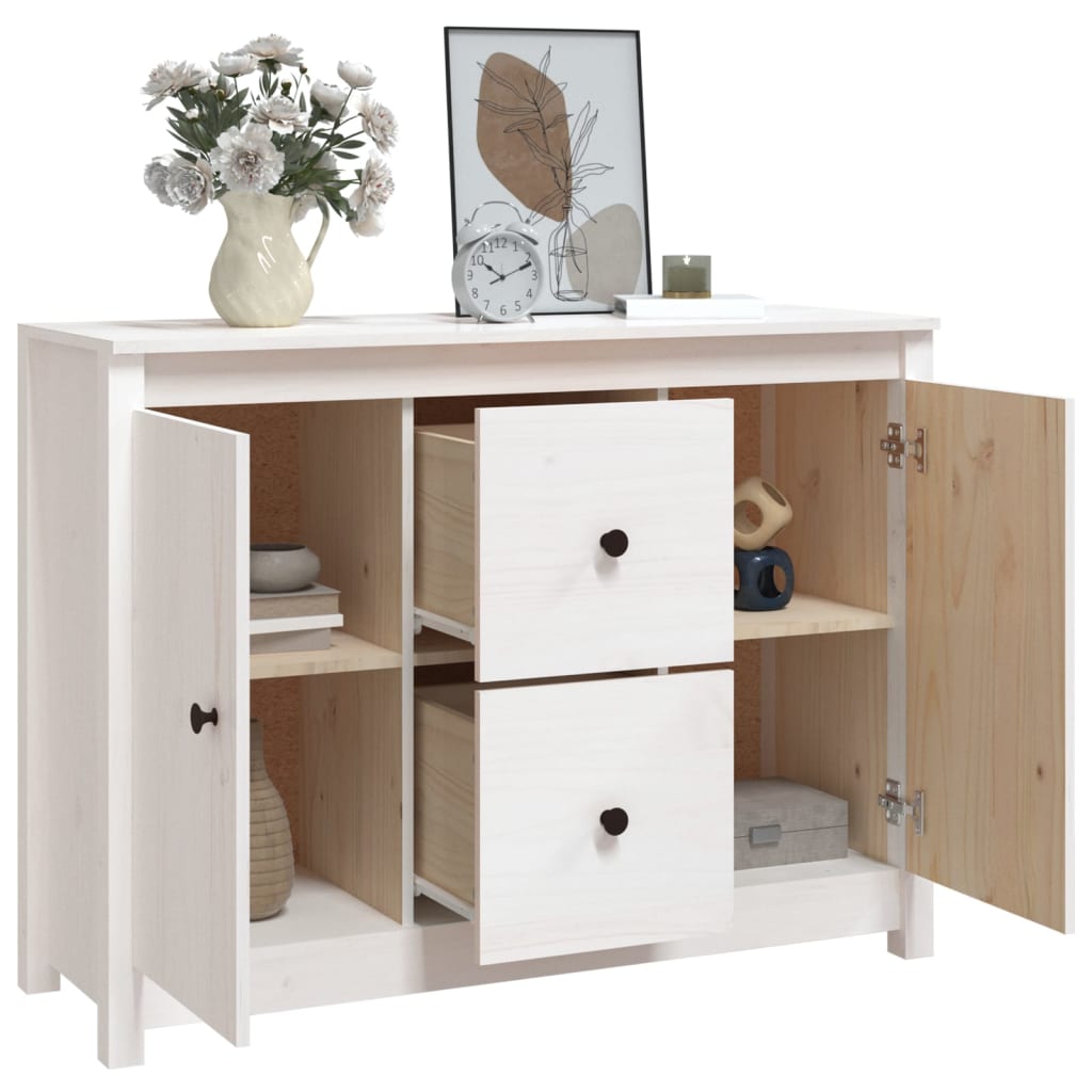 Skänk Vit 100x35x74 cm massiv furu