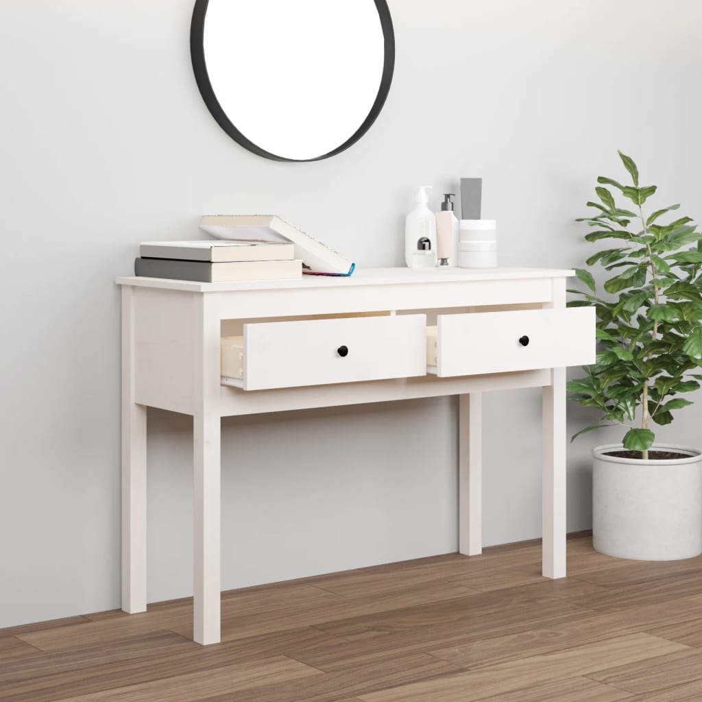 Avlastningsbord Konsollbord Vit 100x35x75 cm massiv furu
