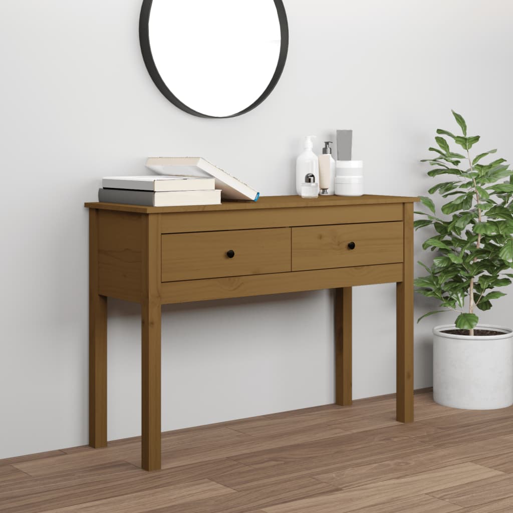 Avlastningsbord Konsollbord Trä honungsbrun 100x35x75 cm massiv furu
