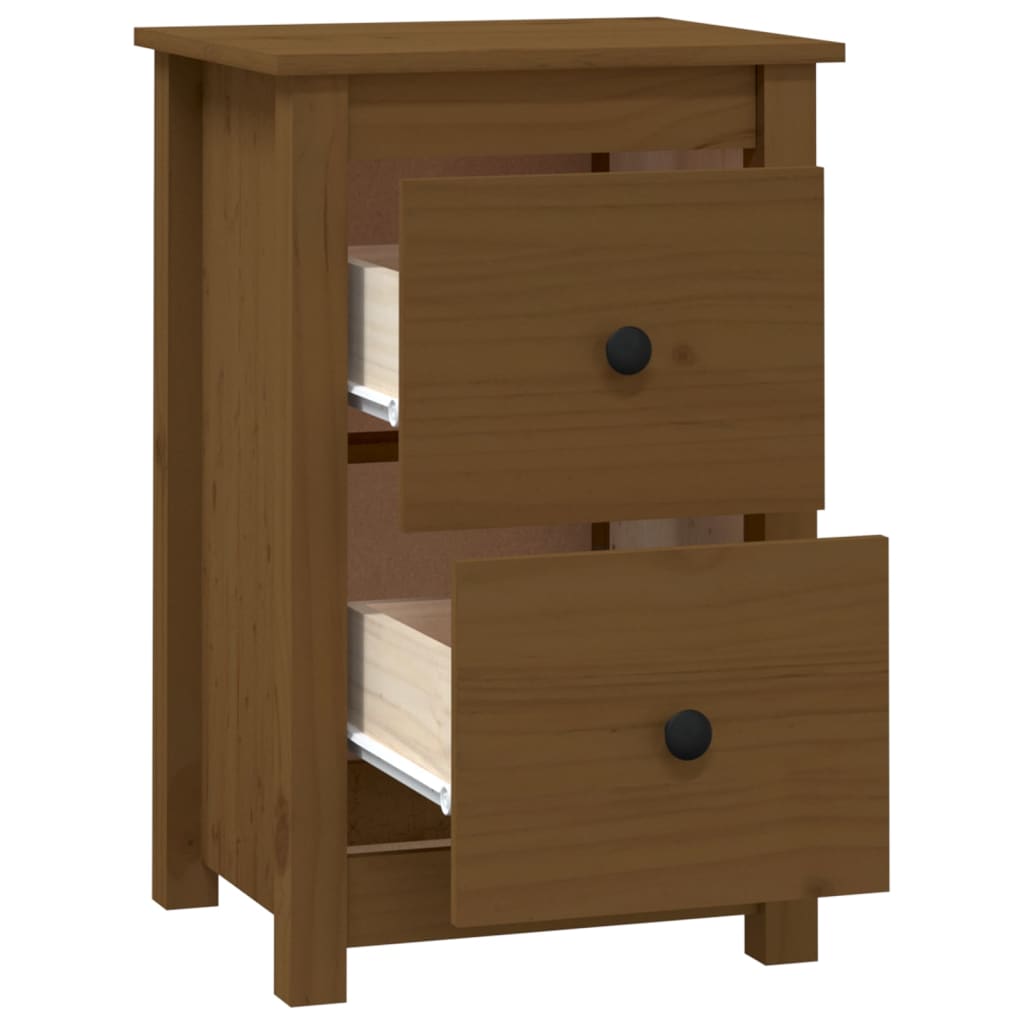 Sängbord 2 st honungsbrun 40x35x61,5 cm massiv furu