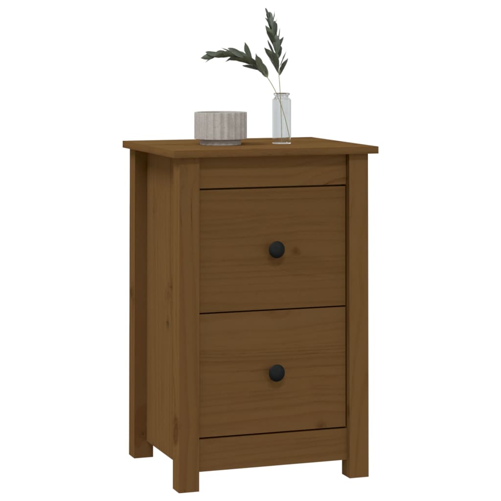 Sängbord 2 st honungsbrun 40x35x61,5 cm massiv furu