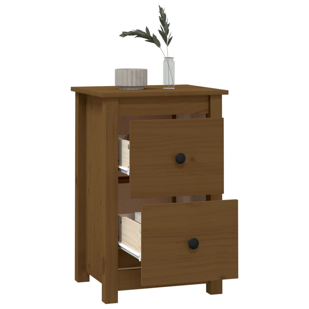 Sängbord 2 st honungsbrun 40x35x61,5 cm massiv furu