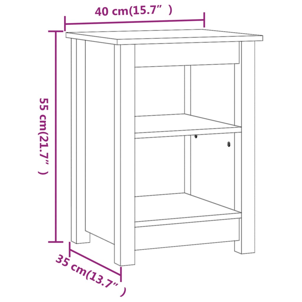Sängbord 2 st 40x35x55 cm massivt furu