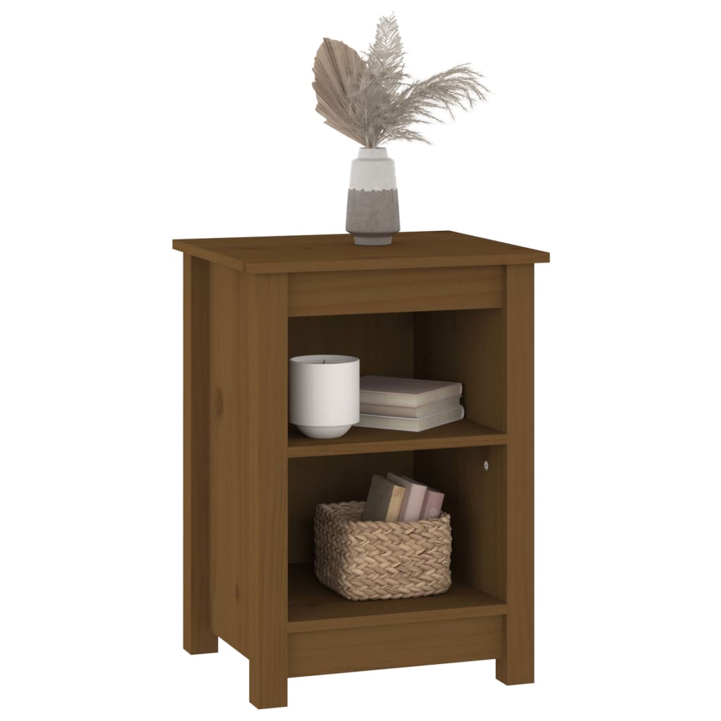 Sängbord 2 st honungsbrun 40x35x55 cm massiv furu