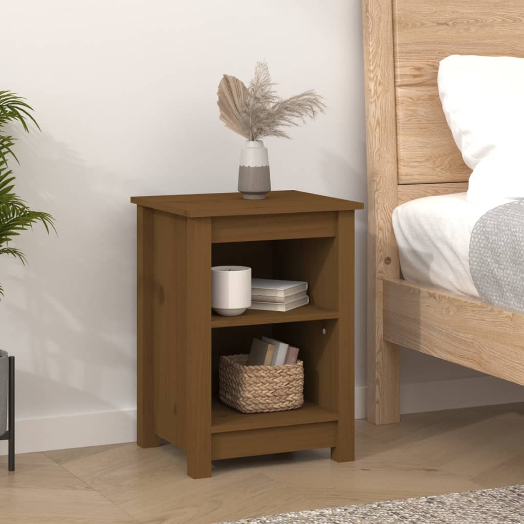 Sängbord 2 st honungsbrun 40x35x55 cm massiv furu