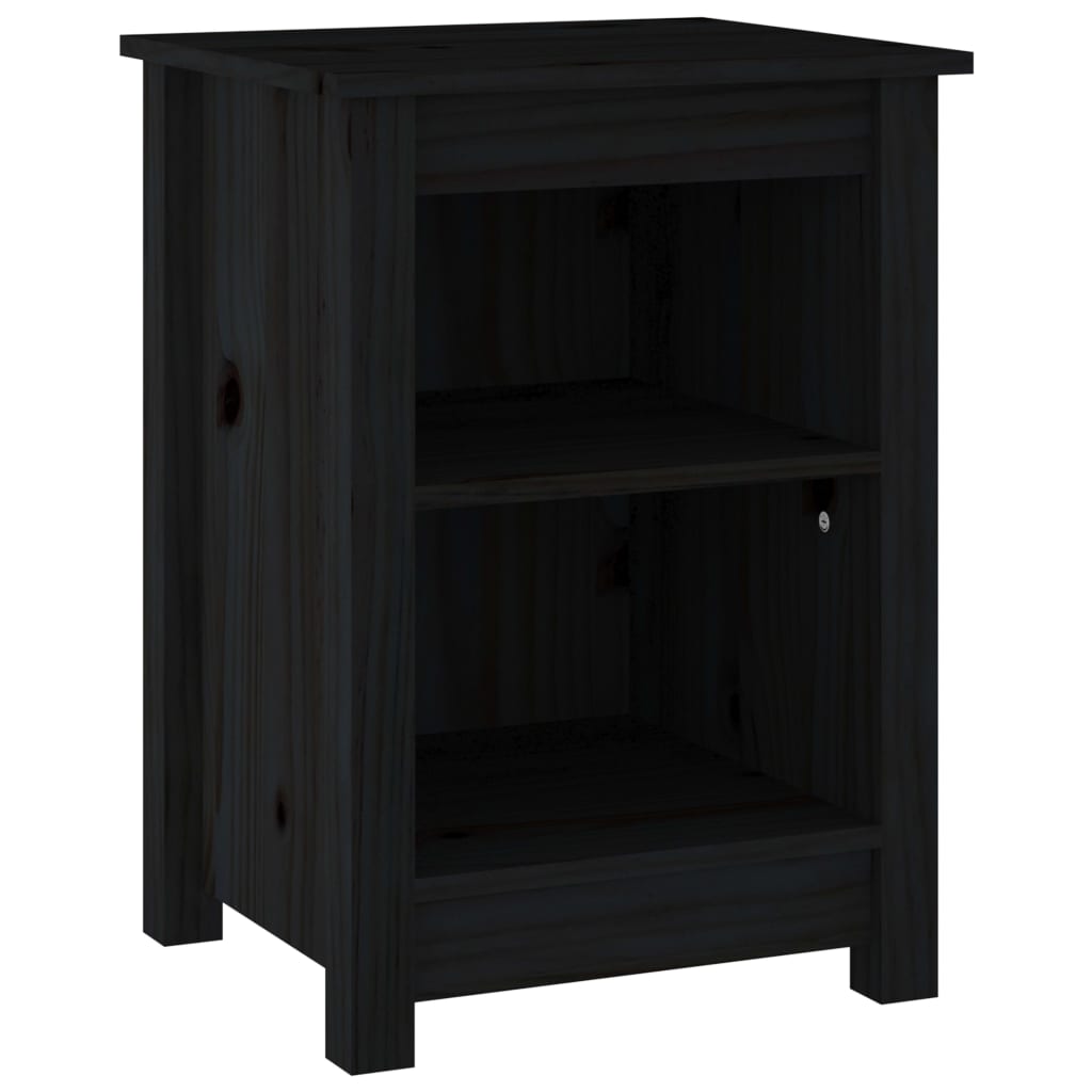 Sängbord 2 st svart 40x35x55 cm massiv furu
