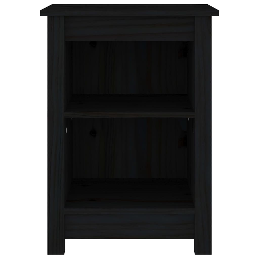Sängbord 2 st svart 40x35x55 cm massiv furu