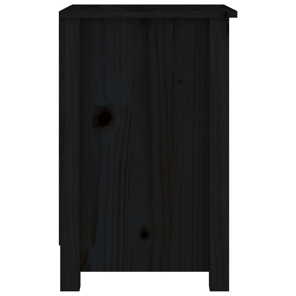 Sängbord 2 st svart 40x35x55 cm massiv furu