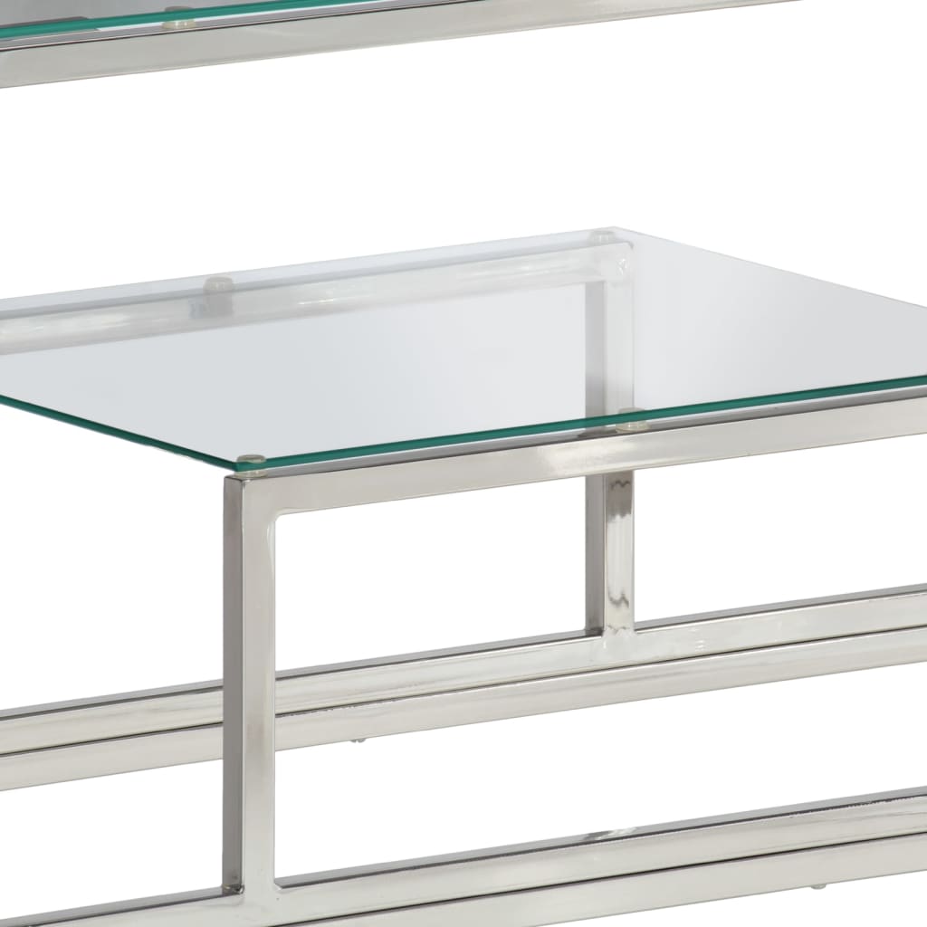 Avlastningsbord Konsollbord DIV. silver rostfritt stål och härdat glas