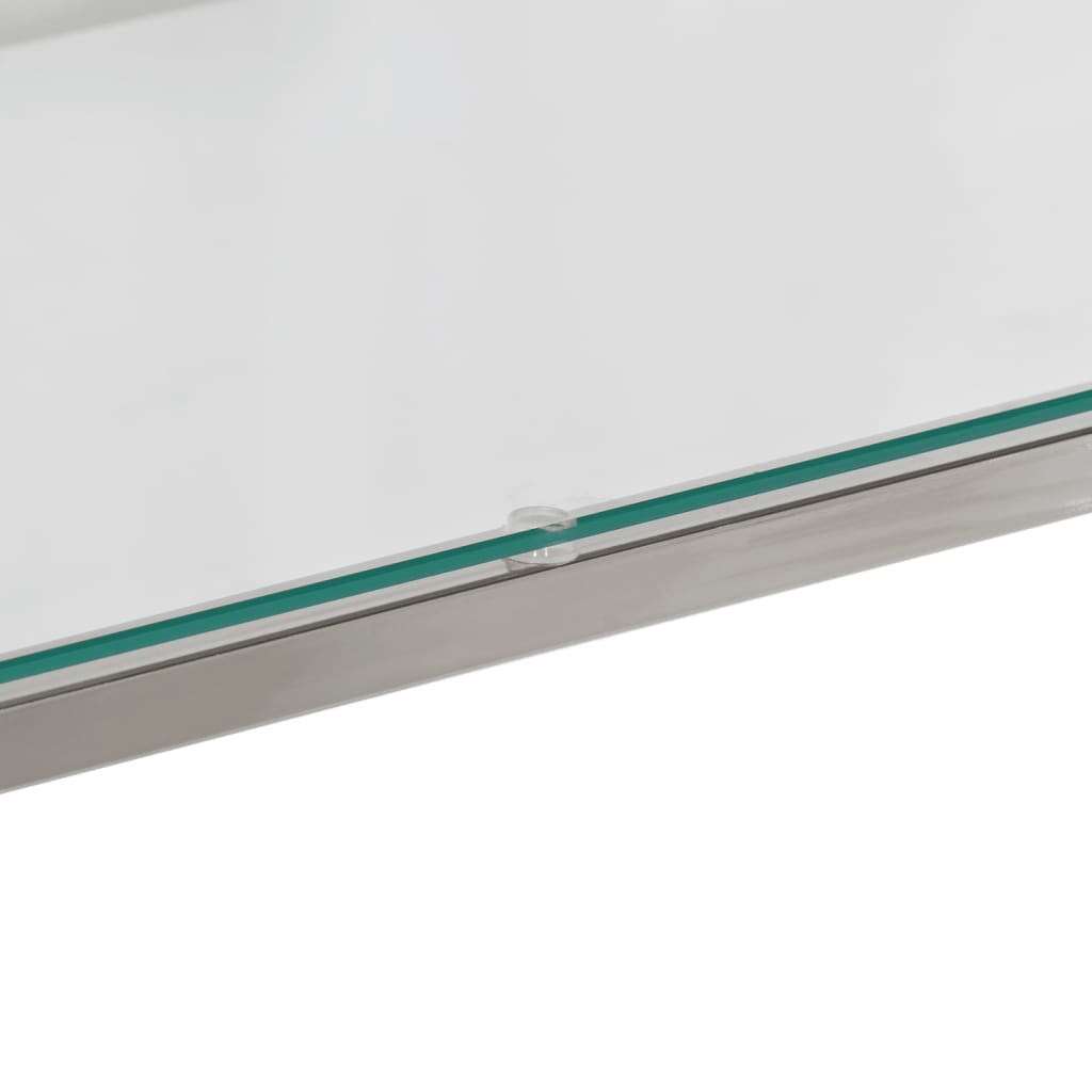 Avlastningsbord Konsollbord DIV. silver rostfritt stål och härdat glas