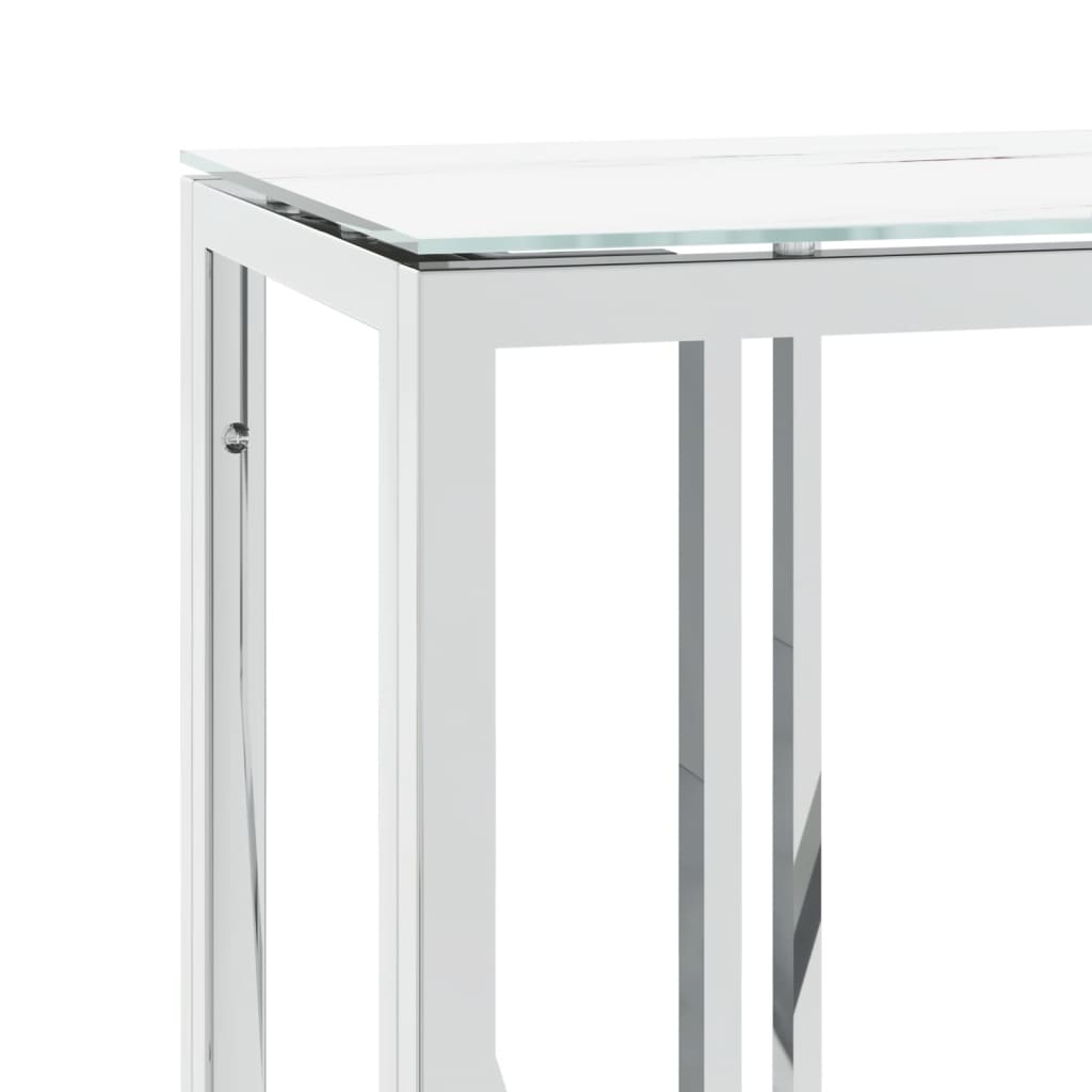 Avlastningsbord Konsollbord DIV. silver 110x30x70 cm rostfritt stål och glas