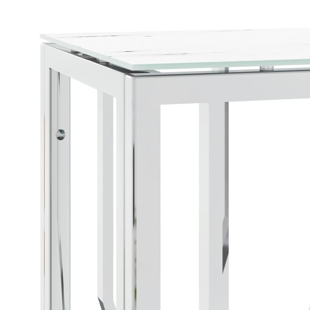 Avlastningsbord Konsollbord DIV. silver 70x30x70 cm rostfritt stål och glas