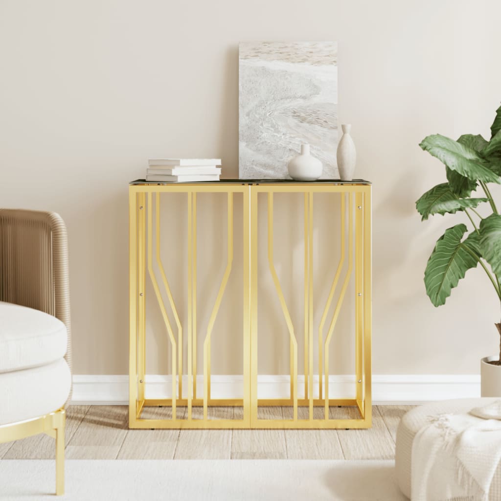 Avlastningsbord Konsollbord DIV. guld 70x30x70 cm rostfritt stål och glas