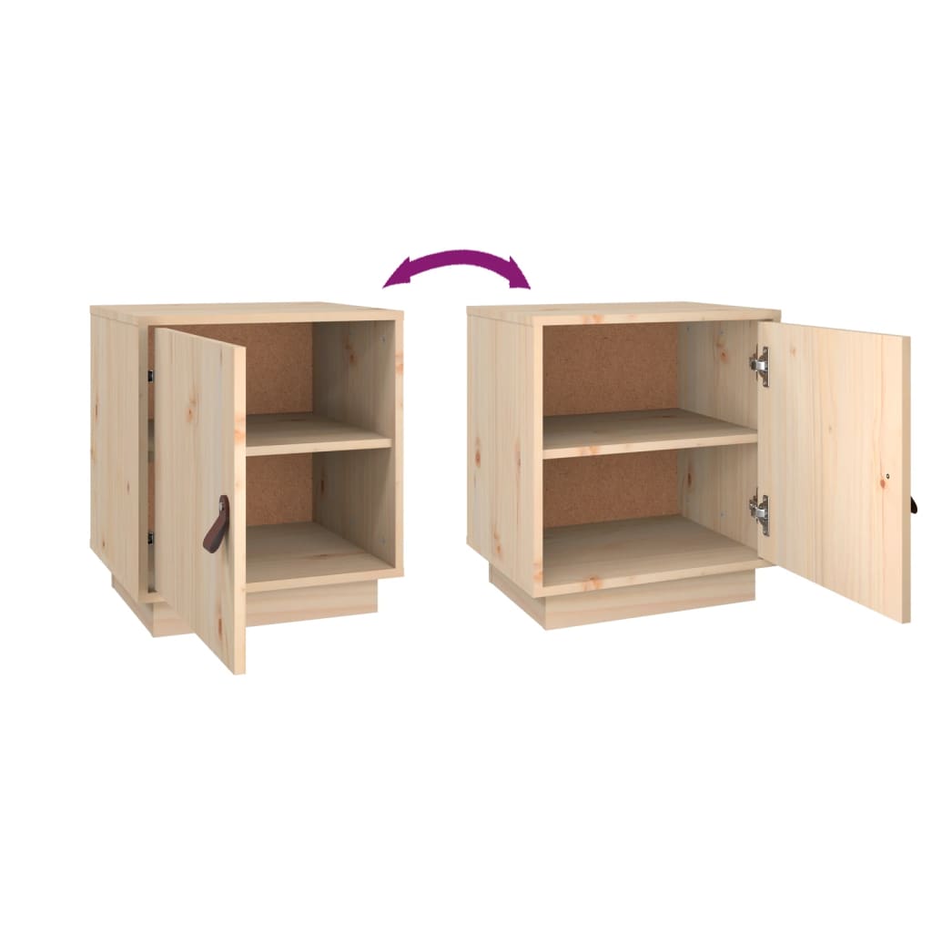 Sängbord 2 st vit 40x34x45 cm massivt furuträ