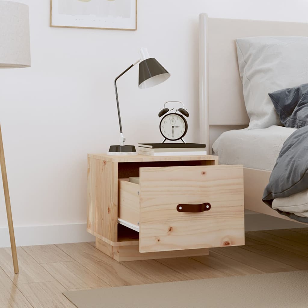 Sängbord 2 st vit 40x34x35 cm massivt furuträ