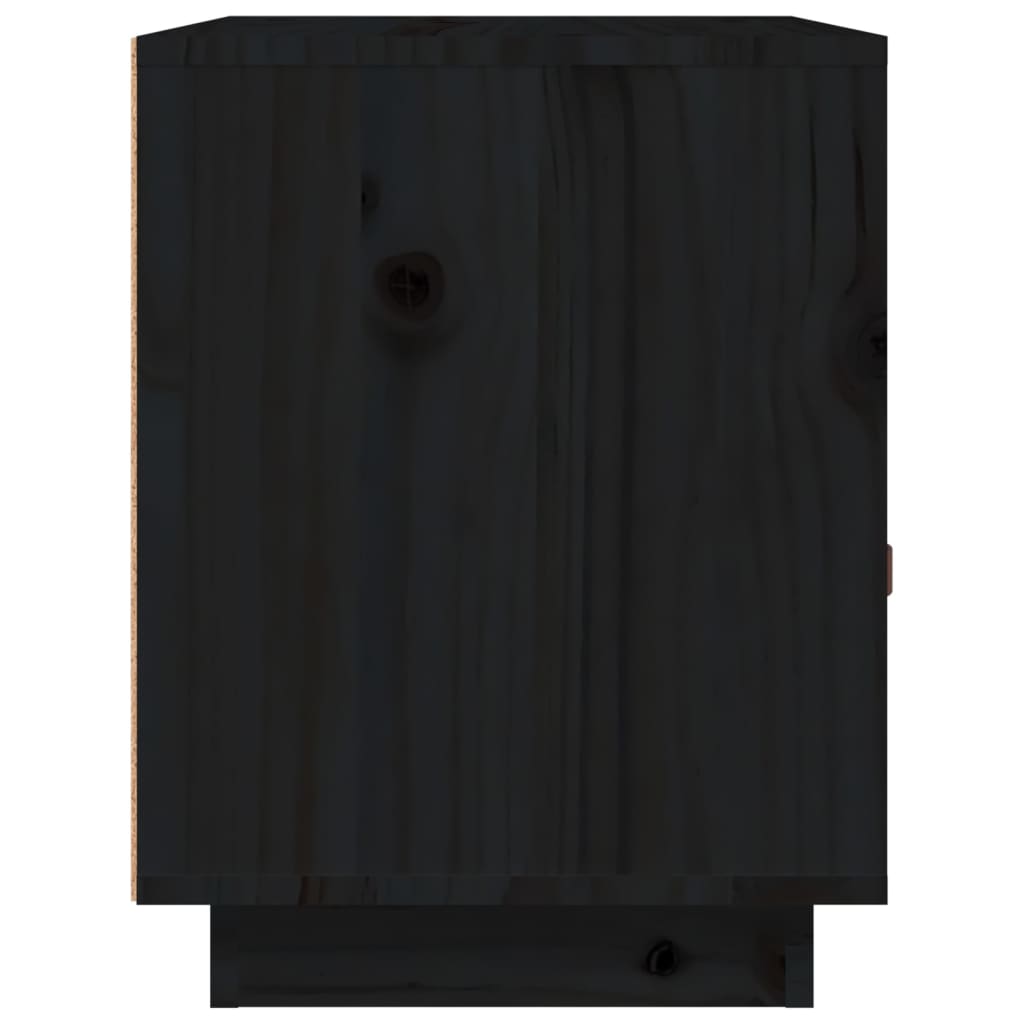 Sängbord 2 st svart 40x34x45 cm massivt furuträ