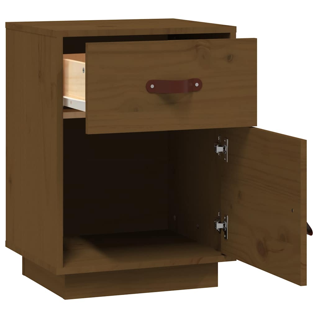 Sängbord 2 st honungsbrun 40x34x55 cm massiv furu