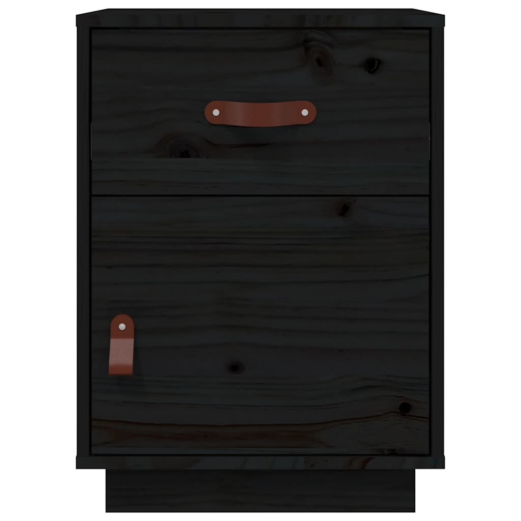 Sängbord 2 st svart 40x34x55 cm massiv furu